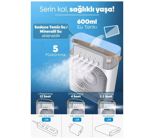 Taşınabilir Işıklı 5 Spreyli Vantilatör Buzlu Buharlı Vantilatör Mini Fan Nemlendirici Taşınabilir Işıklı 5 Spreyli Vantilatör Buzlu Buharlı Vantilatör Mini Fan Nemlendirici