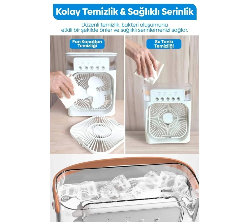Taşınabilir Işıklı 5 Spreyli Vantilatör Buzlu Buharlı Vantilatör Mini Fan Nemlendirici Taşınabilir Işıklı 5 Spreyli Vantilatör Buzlu Buharlı Vantilatör Mini Fan Nemlendirici