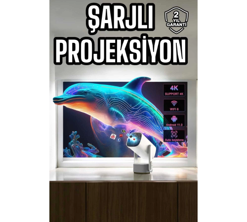 Taşınabilir Sinema Oyun Projektörü Akıllı Projeksiyon Android 11