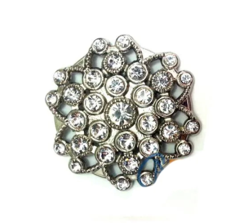 Taşlı Yulak Broş, Sandık Süsü 4,5 Cm - Nikel, 1 Adet