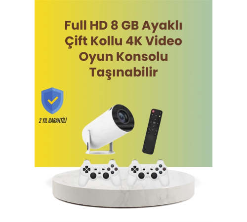 TÇift Kollu Tasarımlı Kablosuz Projeksiyon – 4K, 10.000 Oyun ve Smart App Desteği TÇift Kollu Tasarımlı Kablosuz Projeksiyon – 4K, 10.000 Oyun ve Smart App Desteği