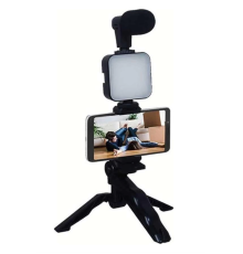 Telefon Tutucu Mikrofonlu Işıklı Youtuber Video Kayıt