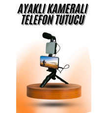 Telefon Tutucu Mini Mikrofonlu Tripod Vlog Çekim Video