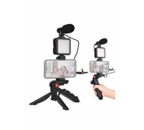 Telefon Tutucu Mini Mikrofonlu Tripod Vlog Çekim Video