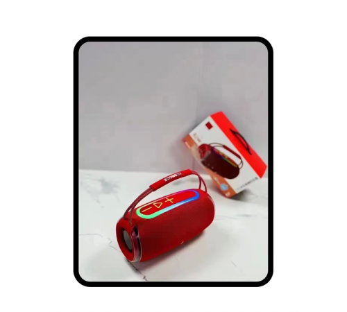 Torima Booms Box 360 RGB LED'li Taşınabilir Bluetooth Hoparlör – Kırmızı, USB/TF Destekli