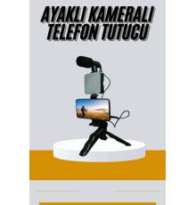 Tripod Telefon Tutucu Kumandalı Mikrofon Led Işık Vlog Video Kayıt