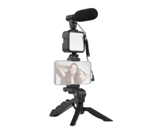 Tripod Telefon Tutucu Kumandalı Mikrofon Led Işık Vlog Video Kayıt Tripod Telefon Tutucu Kumandalı Mikrofon Led Işık Vlog Video Kayıt
