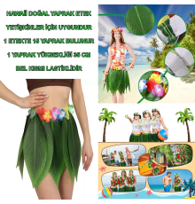 Tropikal Esintili Hawaii Yapraklı Parti Eteği Yetişkin Boy