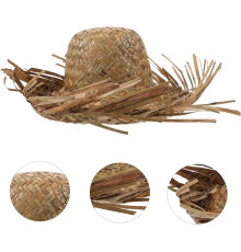 Tropikal Parti Naturel Hasır Hawaii Şapkası 13x36 Cm