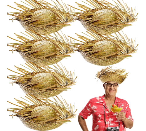 Tropikal Parti Naturel Hasır Hawaii Şapkası 13x36 Cm Tropikal Parti Naturel Hasır Hawaii Şapkası 13x36 Cm