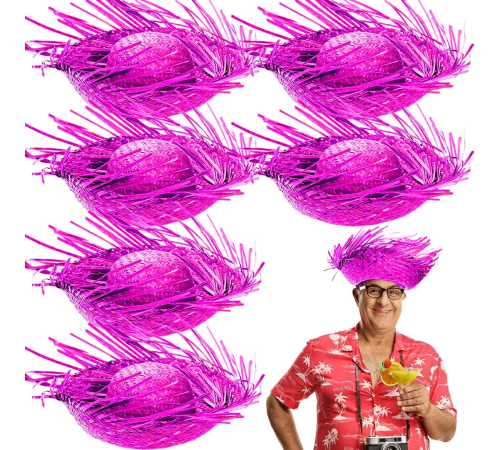 Tropikal Parti Pembe Fuşya Hasır Hawaii Şapkası 13x36 Cm Tropikal Parti Pembe Fuşya Hasır Hawaii Şapkası 13x36 Cm