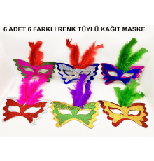 Tüylü Kağıt Karnaval Maskesi (639lı Set)