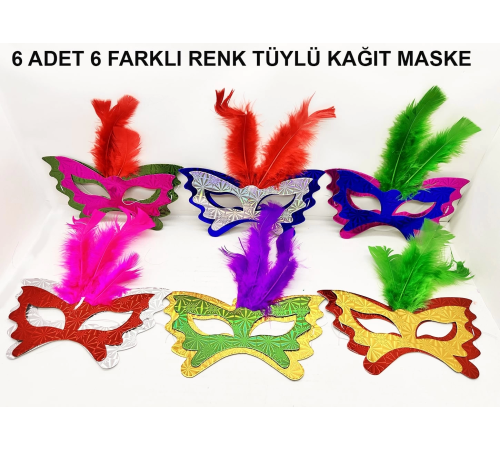 Tüylü Kağıt Karnaval Maskesi (639lı Set)