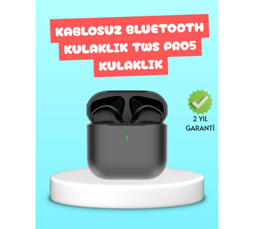 TWS Pro 5 Bluetooth Kulaklık – Kablosuz ve Şarj Kutulu Tasarım