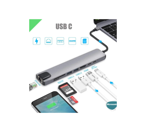 Type-c To Hdtv Multifunction Adapter 8 Port Kablo