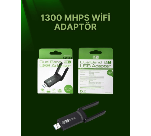 USB 3.0 Wireless Adaptör – 2.4GHz & 5GHz Destekli USB 3.0 Wireless Adaptör – 2.4GHz & 5GHz Destekli