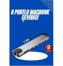 Usb Type-c Hub Dönüştürücü Çevirici Çoklayıcı Macbook Çevirici 8 Portlu