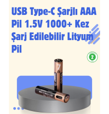 USB Type-C Şarjlı AAA Lityum Pil | 1.5V Sabit Voltaj, 1000+ Şarj Döngüsü ile Uzun Ömür