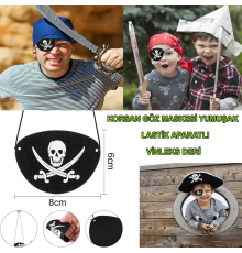 İthal Vinleks Deri Korsan Göz Bandı - Lastikli  Yumuşak