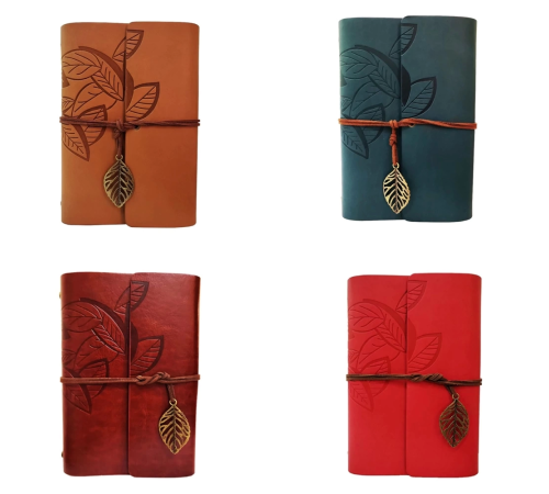 Yaprak Desenli Çizgisiz Deri Defter Yaprak Desenli Çizgisiz Deri Defter