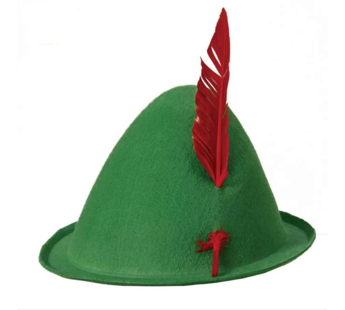 Yeşil Renk Kırmızı Tüylü Peter Pan Şapkası Robin Hood Şapkası 24x23 Cm Yeşil Renk Kırmızı Tüylü Peter Pan Şapkası Robin Hood Şapkası 24x23 Cm