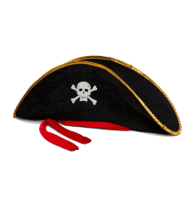 Yetişkin Boy Kadife Jack Sparrow Denizci Kaptan Jack Korsan Şapkası 50x20 Cm