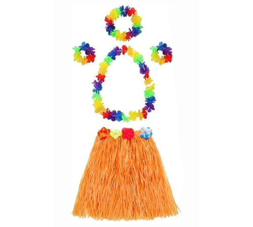 Yetişkin Ve Çocuk Uyumlu Luau Aloha Hawaii Turuncu Etek Ve Renkli Kolye Taç 2 Adet Bileklik Seti Yetişkin Ve Çocuk Uyumlu Luau Aloha Hawaii Turuncu Etek Ve Renkli Kolye Taç 2 Adet Bileklik Seti
