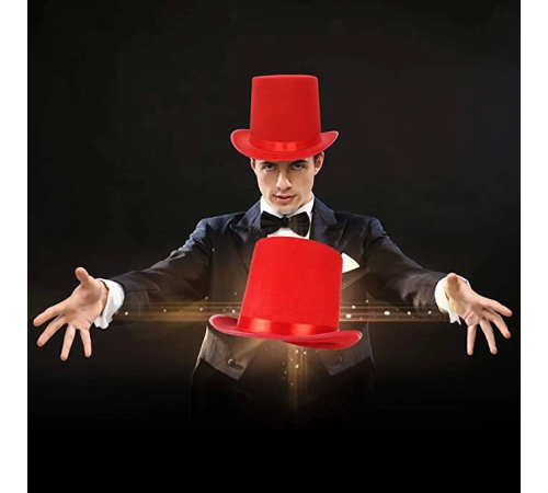Yetişkinler İçin Kırmızı Renk Ringmaster Sihirbaz Şapkası Fötr Şapka 15 Cm Yetişkinler İçin Kırmızı Renk Ringmaster Sihirbaz Şapkası Fötr Şapka 15 Cm