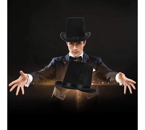 Yetişkinler İçin Siyah Renk Ringmaster Sihirbaz Şapkası Silindir Şapka Yetişkinler İçin Siyah Renk Ringmaster Sihirbaz Şapkası Silindir Şapka