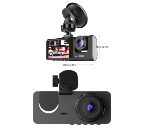 Yol Kayıt Araç Kamerası HD DVR 3 Kameralı 2.0in Ekranlı Ön İç Arka