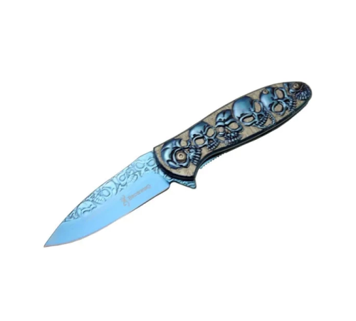 Ystl2955bl Kurukafa Blue Çakı 19,5 Cm Manuel, Kemerlikli Ystl2955bl Kurukafa Blue Çakı 19,5 Cm Manuel, Kemerlikli