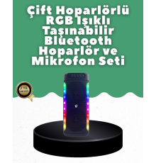 Yüksek Ses Güçlü Kablosuz Hoparlör  Karaoke Mikrofonlu
