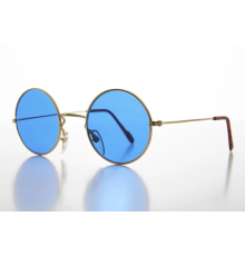 Yulak Cam John Lennon Tarzı Gold Çerçeveli Mavi Gözlük