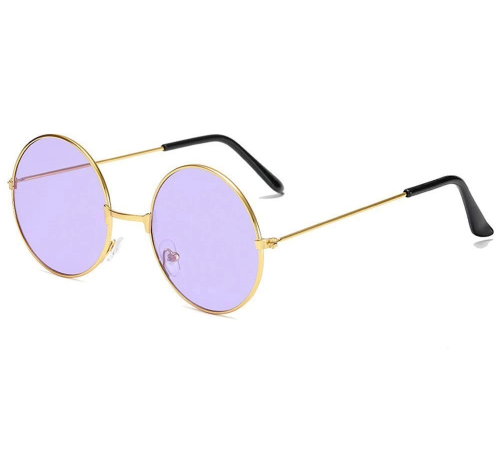Yulak Cam John Lennon Tarzı Gold Çerçeveli Mor Gözlük