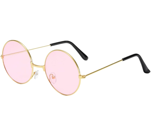 Yulak Cam John Lennon Tarzı Hippi Gold Çerçeveli Pembe Gözlük Yulak Cam John Lennon Tarzı Hippi Gold Çerçeveli Pembe Gözlük