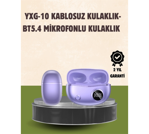 YXG10 Kablosuz Kulaklık – Bluetooth 5.4, Dokunmatik, LED Ekranlı Şarj Kutusu