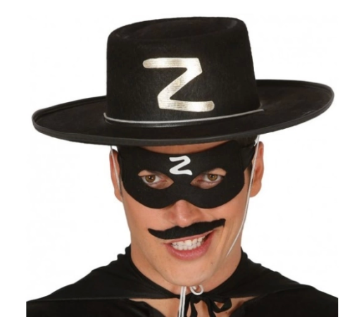 Z Logolu Yetişkin Zorro Şapkası Ve Zorro Maskesi Z Logolu Yetişkin Zorro Şapkası Ve Zorro Maskesi