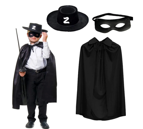 Zorro Pelerini Şapkası Ve Maske Seti Çocuk Boy