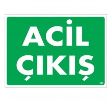 Acil Çıkış Uyarı Levhası 25x35 Cm Yeşil Beyaz Renk