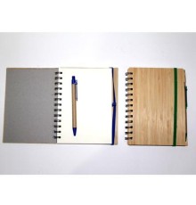 Telli Düz Yapraklı Defter Ahşap Tükenmez Kalemlikli