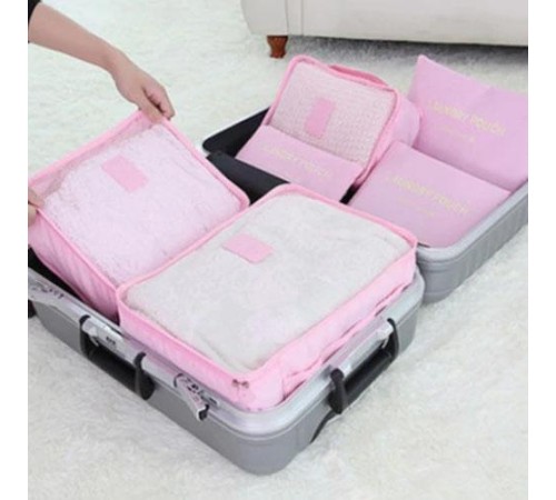 Bavul İçi Düzenleyici Organizer 6 lı Set - Pembe Renk