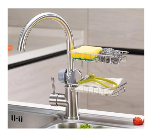 Metal Lavabo Rafı Organizer İki Katlı Sabunluk