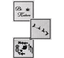 Duvar Dekor Süs Mdf Ahşap 3 Ürün Tek Fiyat Siyah Renk