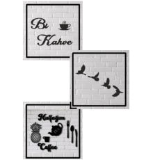 Duvar Dekor Süs Mdf Ahşap 3 Ürün Tek Fiyat Siyah Renk