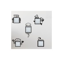 Duvar Süs Mdf Ahşap 5 Adet Priz Dekor Siyah Renk