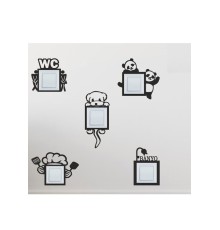 Duvar Süs Mdf Ahşap 5 Adet Priz Dekor Siyah Renk