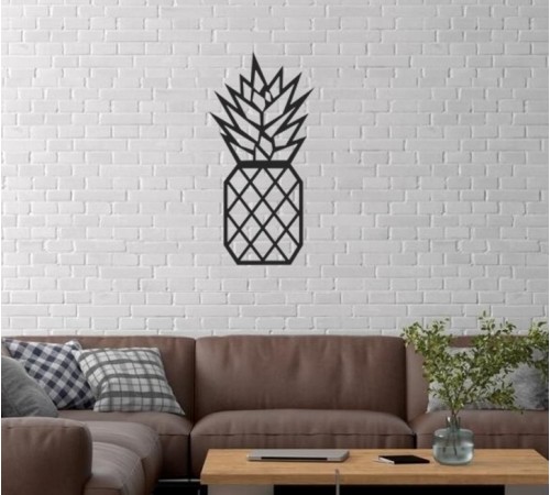 Duvar Dekor Süs Mdf Ahşap Ananas Desenli 13 x 27 Siyah Renk