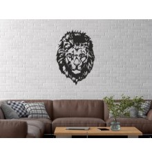 Duvar Dekor Süs Mdf Ahşap Aslan Temalı 50 x 35 Siyah Renk