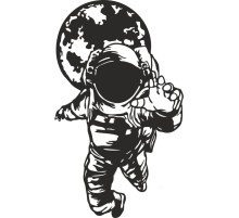 Duvar Dekor Süs Mdf Ahşap Astronot Desenli 23 x 39 Siyah Renk