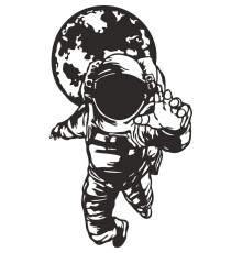 Duvar Dekor Süs Mdf Ahşap Astronot Desenli 23 x 39 Siyah Renk